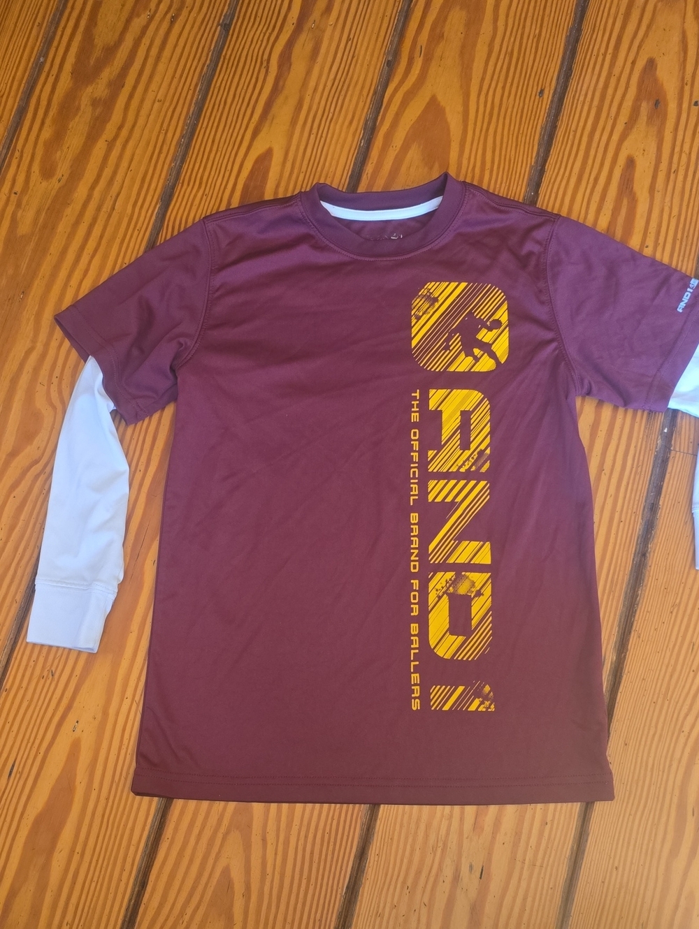 Maroon Kids Long Sleeve Layered-Look Athletic Tee with And1 Logo Medium
